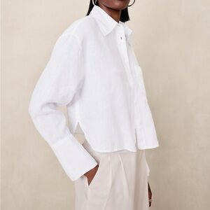 NWT Banana Republic THE BOXY CROP LINEN SHIRT